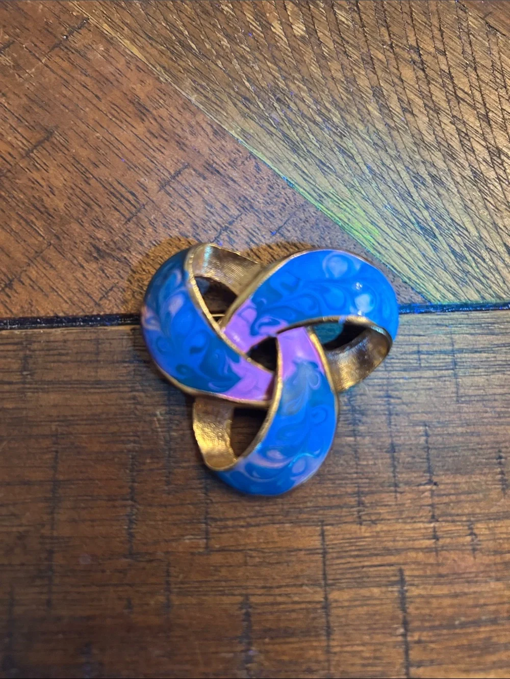 Enamel Knot Brooch in Teal, Purple & Gold